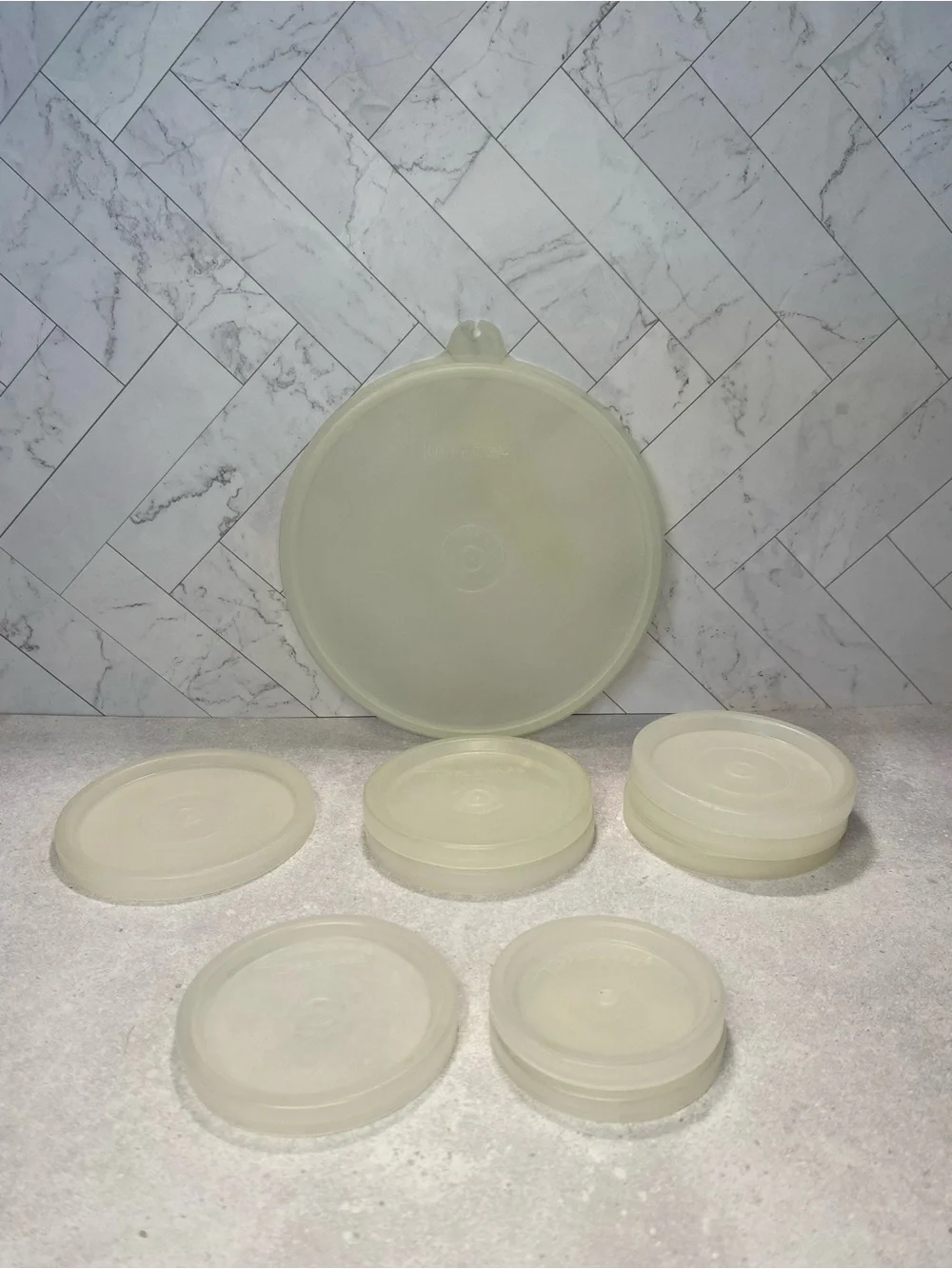 10 Translucent/Sheer/Clear Tupperware Round Replacement Lids  Various Sizes